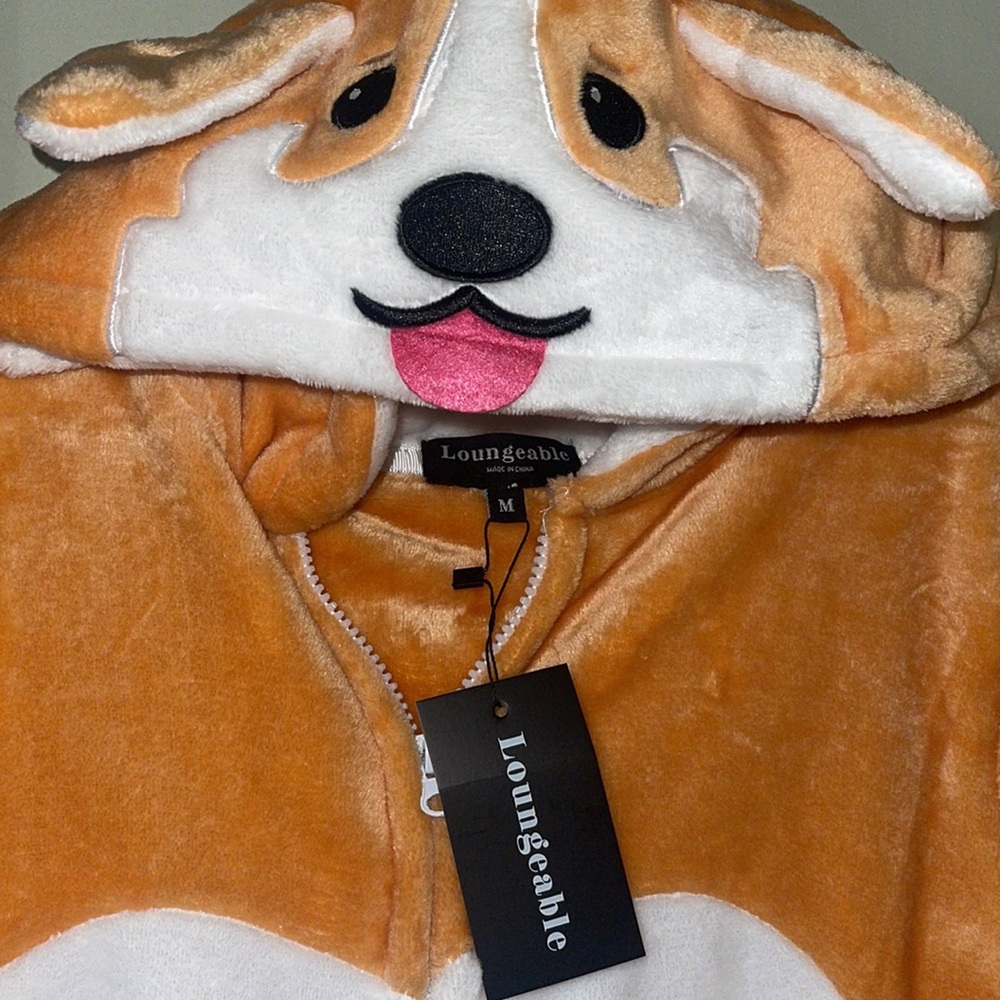Loungeable fleece corgi onesie ginger orange tan halloween costume dog M Lola